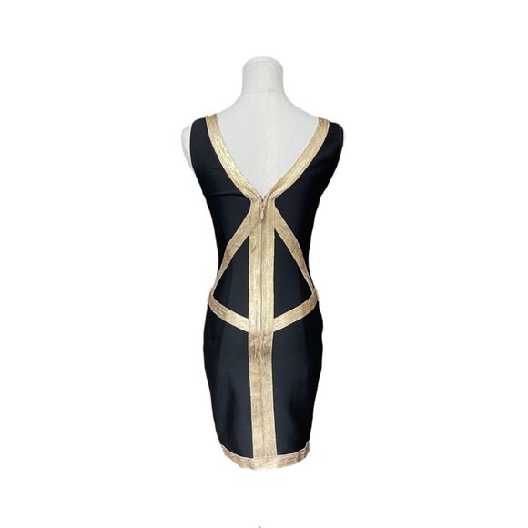 Y2K Bandage Mini Dress Size XS Bodycon Fitted Metallic Cocktail Party 90s Sexy - Picture 6 of 10